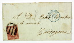Lettre Avec Correspondance 1858 Barcelona --> Tarragona, Affr. 4 Cuartos Type Isabelle II - Covers & Documents