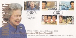 HONG KONG - F.D.C. - BUSTA PRIMO GIORNO - 40TH ANNIVERSARY OF ACCESSION OF HM QUEEN ELIZABERT II - 1992 - FDC