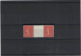 VARIETE - SEMEUSE LIGNEE 50c ROUGE TYPE IIA Y/T 199k ** "C FERME" TENANT A NORMAL INTERPANNEAU   TB - Unused Stamps