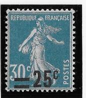 France N°217 - Variété Surcharge à Cheval - Neuf * Avec Charnière - TB - 1906-38 Säerin, Untergrund Glatt