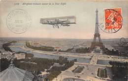 PARIS-75007-AEROPLANE EVOLUANT AUTOUR DE LA TOUR EIFFEL - Arrondissement: 07