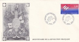Bicentenaire De La Révolution Française : Folon Sur Enveloppe Grand Format 11 X 22 Oblitération 1er Jour 1er Janvier - Franz. Revolution