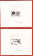 SAINT PIERRE & MIQUELON PA N°79 2 EPREUVES D'ARTISTE EN NOIR OISEAU,CANARD - Imperforates, Proofs & Errors