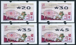 MACAU 2019 ZODIAC YEAR OF THE PIG ATM LABELS NAGLER BOTTOM SET OF 4 VALUES - Distributors