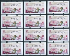 MACAU 2019 ZODIAC YEAR OF THE PIG ATM LABELS "NEW VISION" COMPLETE LARGE SET OF 12 VALUES - - Automaten