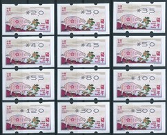 MACAU 2019 ZODIAC YEAR OF THE PIG ATM LABELS "NEW VISION" COMPLETE LARGE SET OF 12 VALUES - - Distribuidores