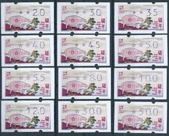 MACAU 2019 ZODIAC YEAR OF THE PIG ATM LABELS "KLUSSENDORF" COMPLETE LARGE SET OF 12 VALUES - MIXED PRINT - Distributori