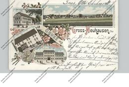 0-5234 KÖLLEDA - GROSSNEUHAUSEN, Lithographie, Geschäftshaus Eichhorn, Weimar'scher Hof, Schloss, Gesamtansicht - Sömmerda