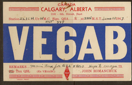 CANADA 1947 QSL Ham Radio Card VE6AB U ZZ2332 - Calgary