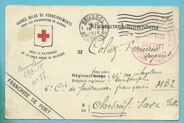 Kriegsgefangenensendung Kaart Naar Ohrdruf / Vanuit UCCLE 1915 Stempel BRUSSEL / Prisonners SERVICE GRATUIT - Kriegsgefangenschaft