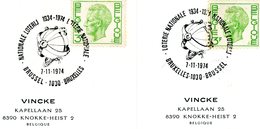 40 Ans Loterie Nationale - 2 Cachets Spéciaux DIFFERENTS 7-11-1974 : 1030 Bruxelles & 1030 Brussel - Commemorative Documents