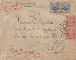 COVER JAPAN. 1916. REGISTERED KYOBASHI TOKIO TO PARIS - Covers & Documents