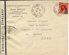 1940- DEVANT D'enveloppe Affr. 1 F De AIN-TEMOUCHENT / ORAN  Avec Censure T.B.519 - Covers & Documents