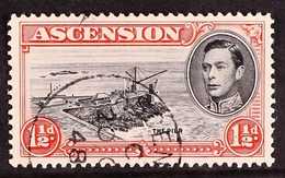 1944 1½d Black And Vermilion Perf. 13, With DAVIT FLAW, SG 40ba, Fine Cds Used. For More Images, Please Visit Http://www - Ascensión