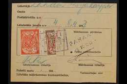 RAILWAY LOCAL BISECTED STAMPS LOVISA WESIJARVI JARNVAG 1947 Three Parcel Receipts/waybills, Bearing 1m, 4m, 10m & 20m Ra - Otros & Sin Clasificación