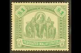 FEDERATED STATES 1904 - 22 $1 Grey Green And Green, Elephants, SG 48, Very Fine And Fresh Mint. For More Images, Please  - Otros & Sin Clasificación