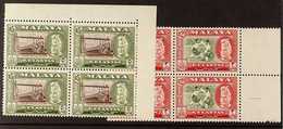 KELANTAN 1957-63 $2 And $5 Top Values, Perf 13 X 12½, SG 93a And 94a, Marginal BLOCKS OF FOUR, Never Hinged Mint. (2 Blo - Otros & Sin Clasificación