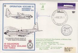 Polaire Néozélandais, N° 14 Obl. Scott-Base Le 4 DE 76 + Flight 5 Opération Icecube 12 + 3 Cachets Au Dos - Storia Postale