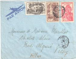 CONAKRY Guinée Française Lettre PAR AVION Chutes D'eau 1F 1,50F Guinéenne 2F Yv 163 140 142 - Covers & Documents