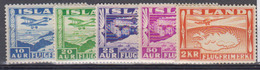 ISLANDE        1934       PA     N °  15 / 16/17/18/20       COTE    30 € 00         ( 1781 ) - Aéreo