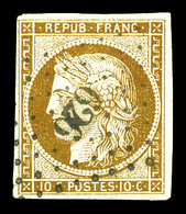 O N°1, 10c Bistre-jaune Obl Pc 626. TB (signé Brun)  Qualité: O  Cote: 350 Euros - 1849-1850 Ceres