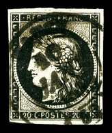 O N°3, 20c Noir Obl Càd Type 14 De NANCY Le 10 Janvier 1849. SUP (signé Margues/certificat)  Qualité: O  Cote: 450 Euros - 1849-1850 Ceres