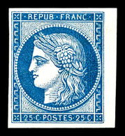 * N°4d, 25c Bleu, Impression De 1862, Bdf, SUP (certificat)  Qualité: *  Cote: 600 Euros - 1849-1850 Ceres