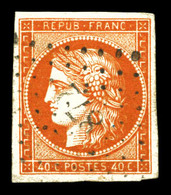 O N°5, 40c Orange Obl Pc Légère, Très Jolie Pièce. TTB (signé Scheller/Brun)  Qualité: O  Cote: 500 Euros - 1849-1850 Ceres