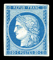 ** N°8f, Non émis, 20c Bleu Impression De 1862, Fraîcheur Postale, SUPERBE (signé Calves/certificat)  Qualité: ** - 1849-1850 Ceres