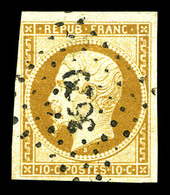 O N°9, 10c Bistre-jaune, Obl PC 3529. SUP (signé Brun/certificat)  Qualité: O  Cote: 850 Euros - 1852 Luis-Napoléon
