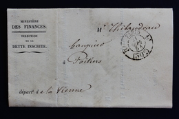 1854 LAC PARIS, MINISTERE DES FINANCES, CAD PORT DÛ 30C DU 21/09/1854 POUR POITIERS CAD D ARRIVE DU 22/09/1854 - 1849-1876: Classic Period