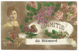 Cpa Lozère - Fantaisie Femme / Fleurs - Amitié Du Blémard   ( Postée Du Bleymard ) - Le Bleymard
