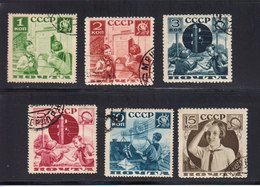 Russie URSS 1936 Yvert 583 / 588 Oblitérés Serie Des Pionniers. - Usados