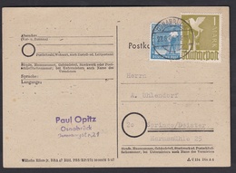 All. Besetzung - Postkarte Mi.Nr. 950 + 959 - 22.6.48 - Zehnfachfrankatur - Osnabrück - Letzttag - American,British And Russian Zone