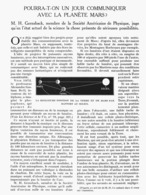 POURRA-T-ON Un JOUR COMMUNIQUER Avec La PLANETE " MARS " 1924 - Astronomía