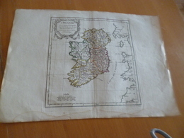 Carte Atlas Vaugondy 1778 Gravée Par Dussy 40 X 29cm Mouillures L'Irlande Irland - Cartes Géographiques