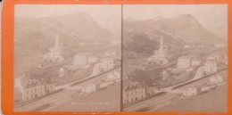 Carte STEREOSCOPIQUE LOURDES . Basilique Route De Pau (Sur Carton Rigide 8,5 X 18 Photo P. VIRON Lourdes) - Cartoline Stereoscopiche