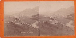 Carte STEREOSCOPIQUE LOURDES . Panorama De Lourdes  (Sur Carton Rigide 8,5 X 18 Photo P. VIRON Lourdes) - Stereoskopie