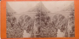 Carte STEREOSCOPIQUE LOURDES . Pont Napoléon    (Sur Carton Rigide 8,5 X 18 Photo P. VIRON Lourdes) - Stereoskopie
