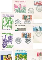 ANDORRE ANDORRA  5 Fdcs AND FR YVERT 166-70 Luxe 1963-64 - Cartes-Maximum (CM)