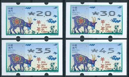 MACAU ATM LABELS, ZODIAC NEW YEAR OF THE GOAT ISSUE COMPLETE SET NAGLER BOTTOM  ALL FINE UM MINT - Distributors