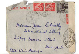 B6   1940  Lettre Censurée   France Usa - Guerre De 1939-45