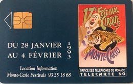 MONACO  -  Phonecard  -  MF 25  -  17 Festival Du Cirque -  50 Unités - Monace