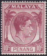 Malaya Penang 1949-52 MH Sc #11 10c George VI - Penang