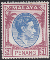 Malaya Penang 1949-52 MH Sc #20 $1 George VI Variety - Penang