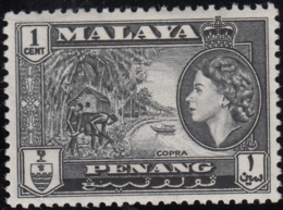 Malaya Penang 1957 MH Sc #45 1c Copra, Elizabeth II - Penang