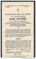 BERTRIX ..-- Mr Joseph GILTAIRE , Veuf De Mme Elisa NICOLAS , Né En 1846 à FLORENVILLE , Décédé En 1936 à BERTRIX . . - Bertrix