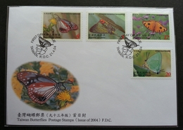 Taiwan Butterflies 2004 Insect Flower Flora Butterfly 2004 (stamp FDC) - Briefe U. Dokumente