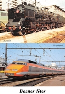 ¤¤  - Carte 2 Vues  -  Locomotive Pacific 231 K 8   -  T.G.V. Le 26 Février 1981 , 380 Km à L'heure Record Du Monde - Trains