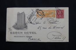ETATS UNIS - Enveloppe Du Edson Hôtel De Beaumont Pour Paris En 1938 Par Avion, Affranchissement Plaisant - L 60520 - Marcofilia